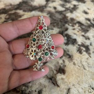 Vintage Tancer II Signed Rare Holiday Christmas Tree pin Silver tone